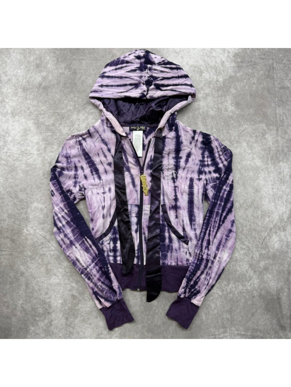 Vintage Baby Phat Purple Tie Dye Zip Up Hoodie Rhinestone Sexy S